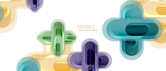 Modern vector glass cross shape abstract technology background for cover, placard, poster, banner or flyer