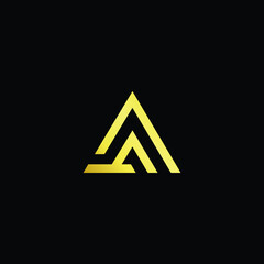 Minimal elegant monogram art logo. Outstanding professional trendy awesome artistic A AA initial based Alphabet icon logo. Premium Business logo gold color on black background