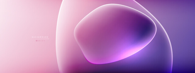 Vector abstract background - liquid bubble shapes on fluid gradient with shadows and light effects. Shiny design template for text