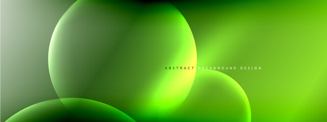 Vector abstract background liquid bubble circles on fluid gradient with shadows and light effects. Shiny design templates for text