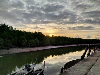 sunset over the river