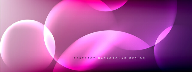 Vector abstract background liquid bubble circles on fluid gradient with shadows and light effects. Shiny design templates for text