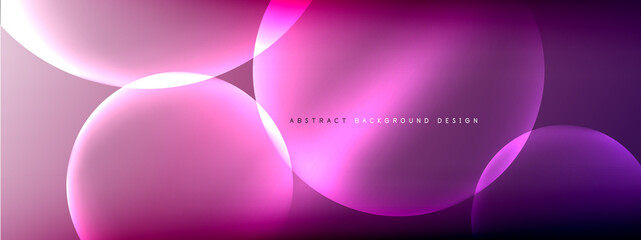 Vector abstract background liquid bubble circles on fluid gradient with shadows and light effects. Shiny design templates for text