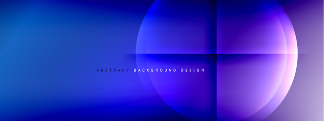 Vector abstract background - circle and cross on fluid gradient with shadows and light effects. Techno or business shiny design templates for text