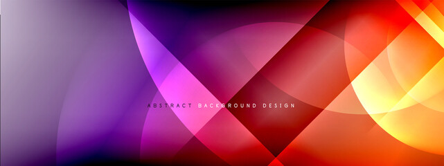 Vector abstract background - circle and cross on fluid gradient with shadows and light effects. Techno or business shiny design templates for text