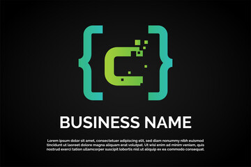 Coding Logo Template Letter c