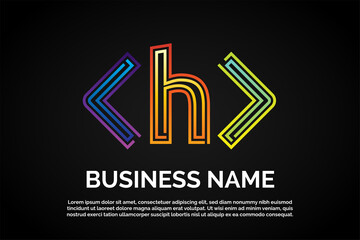 Coding Logo Template Letter h
