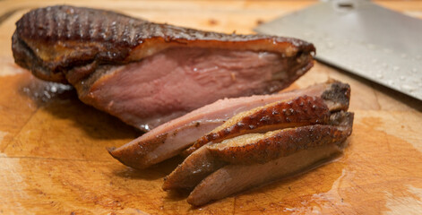 sliced Chinese pink meat roasted duck 