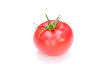 Red tomato fruit isolated on the white background.