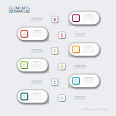 Colorful infographic elements template,Business concept with 6 options, steps or processes and marketing can be used for workflow layout presentation.