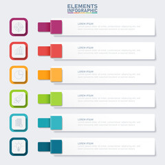 Fototapeta na wymiar Colorful infographic elements template,Business concept with 6 options, steps or processes and marketing can be used for workflow layout presentation.