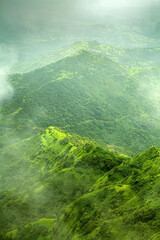 Beautiful view of green mountains at way to Mahabaleshwar, maharashtra, india.