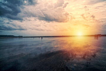 Cloudy beach during rainy season at konkan, (Murud) Maharashtra, India