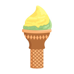 ice cream. fruit ice.  Fruit ice cream in a waffle cup. Summer vector illustration. 