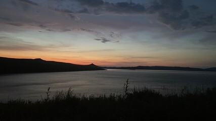 sunset over the river