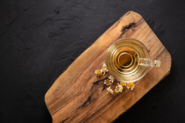 Herbal tea concept on stone background