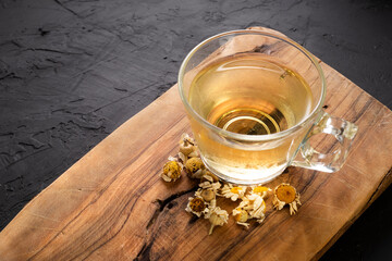 Herbal tea concept on stone background