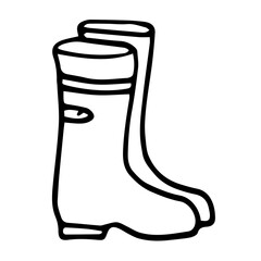 llustration of rubber boots in doodle
