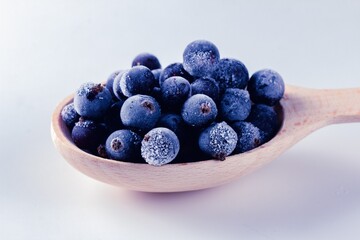 Frozen berry food and blueberry delicious dessert,  ice.