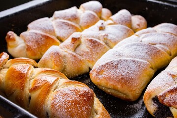 Cooking sugar and sweet roll dessert,  icing.