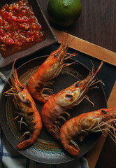 Grilled shrimp with spicy dipping sauce