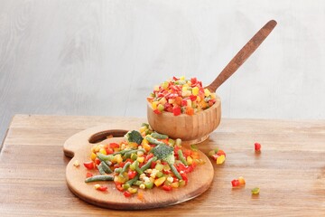 Vegetable food frost background and closeup nutrition,  frozen fresh.