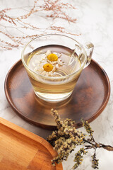 Herbal tea concept on stone background