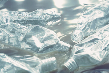 水面に漂うペットボトルと環境汚染