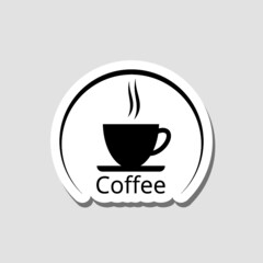 Coffee Cup sticker icon isolated on gray background