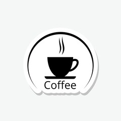 Coffee Cup sticker icon isolated on gray background