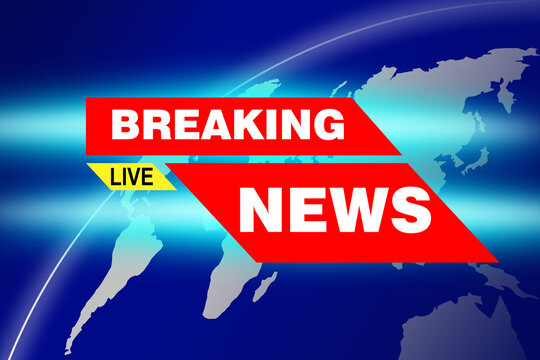 Breaking live news. Concept - live news broadcast. News release screensaver with dark background. Concept - live broadcast. Urgent reporting on what is happening in the country. Continents.