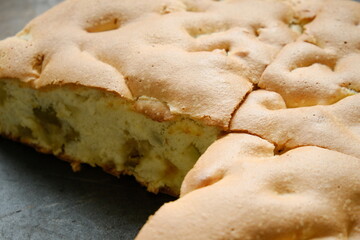 Pieces of sliced delicious apple pie