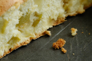 Pieces of sliced delicious apple pie