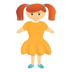 School girl doll icon. Cartoon of school girl doll vector icon for web design isolated on white background