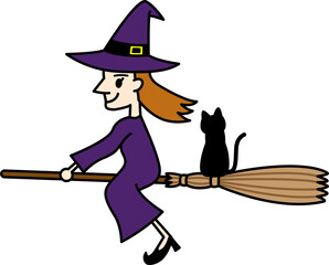 空飛ぶ魔女と黒猫
