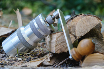 Coffee grinder isolated, espresso grind vintage