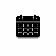 Calendar - White Outline icon vector isolated. Flat style vector illustration.