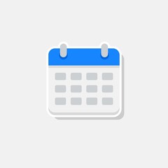Calendar - White Stroke+Shadow icon vector isolated. Flat style vector illustration.