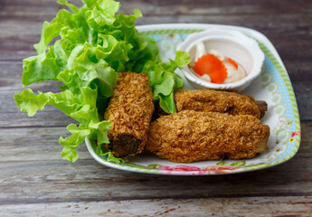 
Shrimp wrapped sugarcane, Vietnamese food In a plate ready to be served