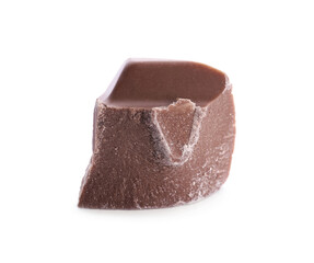 Piece of milk chocolate isolated on white
