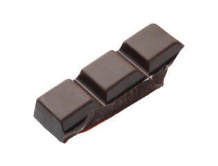 Piece of delicious dark chocolate isolated on white