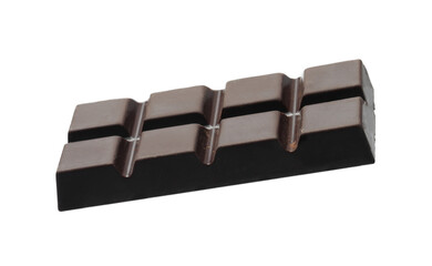 Piece of delicious dark chocolate isolated on white