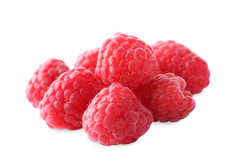 Delicious sweet ripe raspberries isolated on white