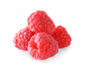 Delicious sweet ripe raspberries isolated on white