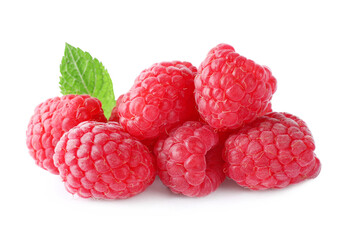 Delicious sweet ripe raspberries isolated on white