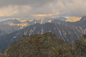 Poland Tatra Mountains. Sunset in the Tatra Mountains. Red west.