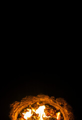 Fire and embers on a black background