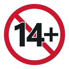 Age restriction symbol. fourteen plus. Abstract concept, icon