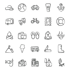 
Pack Of Travel Doodle Icons 
