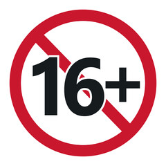Age restriction symbol. sixteen plus. Abstract concept, icon